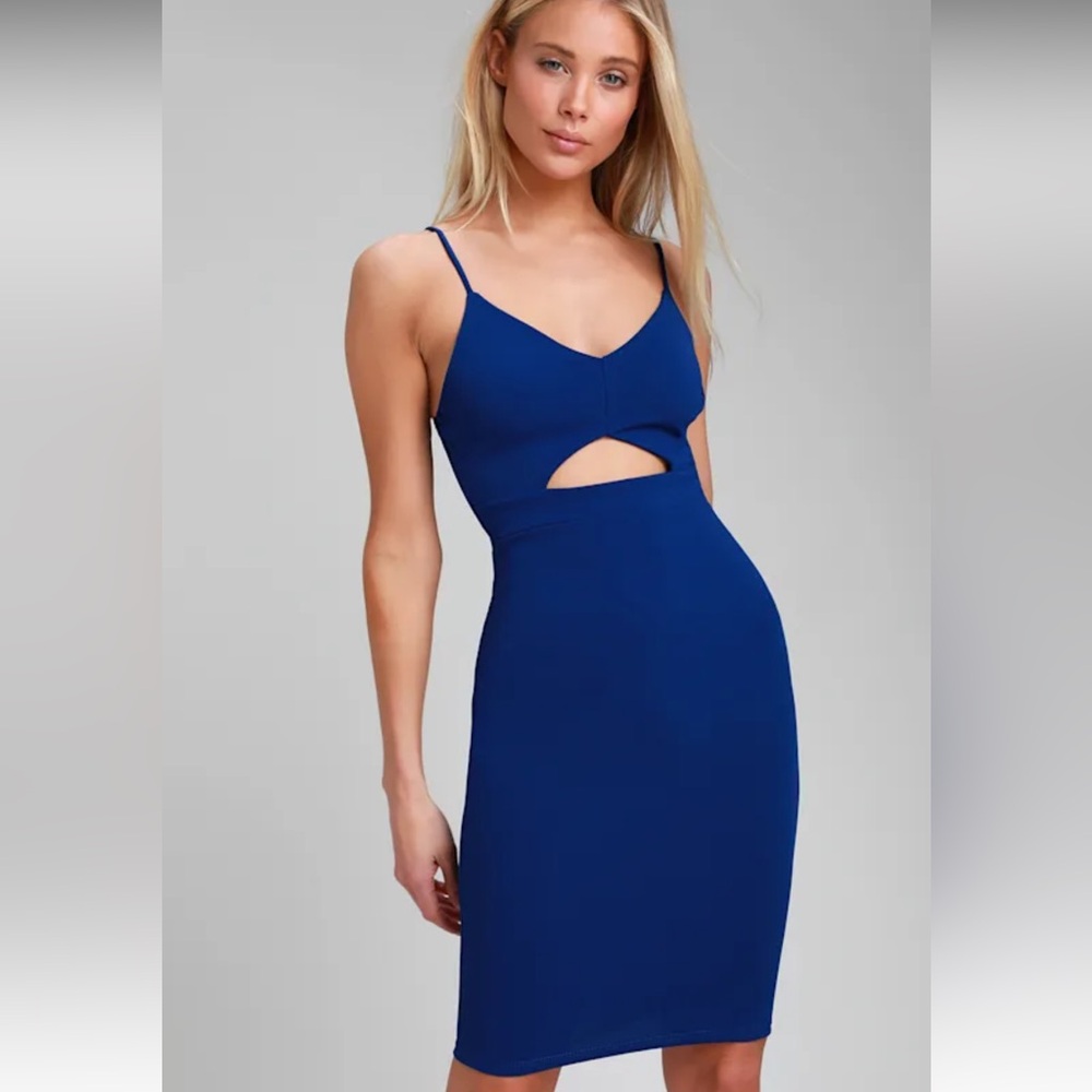 Lulus Chic Peek Royal Blue Cutout Bodycon Dress